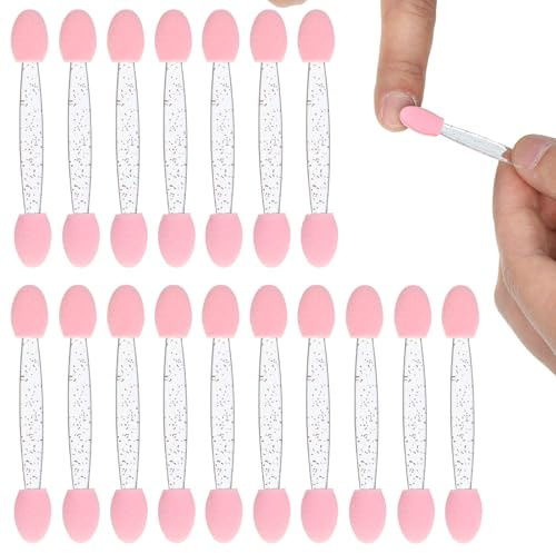Chrome Applicator for Nails, 50PCS Chrome Powder Applicator Dual-Sided Eyeshadow Sponge Applicators Disposable Eyeshadow Brush Eye Shadow Sponge Sticks for Nails Eye Makeup Salon Supplies, Pink