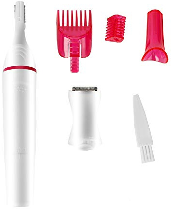 Yinhing Tagliacapelli Elettrico 4 in 1, Rasoio per Bikini Donna, Uomo, Naso, Sopracciglia, Bikini, con 4 Testine Lavabili Rimovibili, per Uso Asciutto e Bagnato, Portatile Leggero