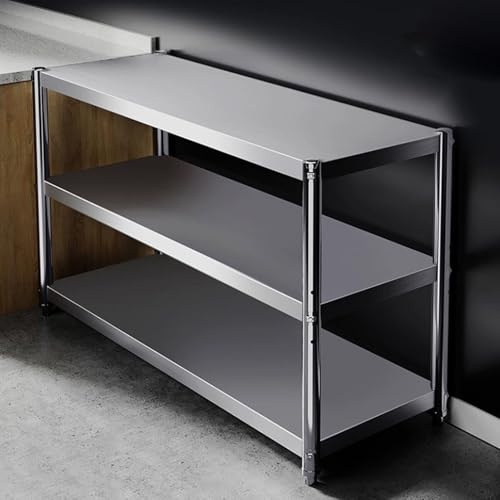 Mensola da cucina a 3 ripiani in acciaio inox, resistente, per microonde, per ristoranti e tavoli da lavoro per la preparazione della casa (60 x 30 x 80 cm)