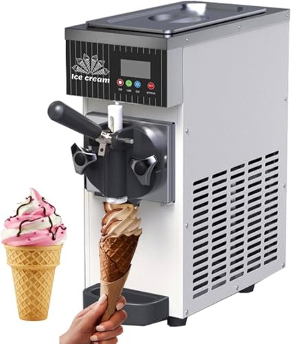 Memykoy Machine à Glace Commerciale 4–5 kg/h, sorbetière de comptoir, Machine à Glace à l'italienne Mono-Parfum, Nettoyage et pré-Refroidissement automatiques, pour Restaurants et pâtisseries Cream
