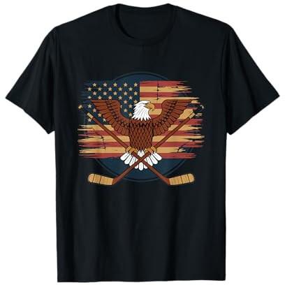 Camiseta De Hockey con Bandera Americana para Hombre Y Niña, Camiseta