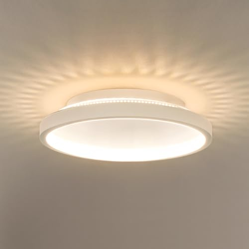 Kuwork LED Deckenleuchte Rund, 4000K Deckenlampe aus Eisen, 18W Deckenbeleuchtung für Flur, Balkon, Küche, Badezimmer, 20CM, Weiß