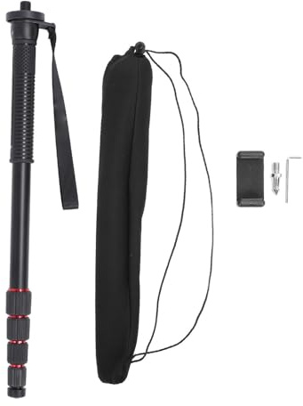 Omquot Monopiede per Fotocamera in Lega di Alluminio Allungabile a 5 Sezioni per DSLR e Action Cam Portatile Regolabile da 48 Cm a 163 Cm
