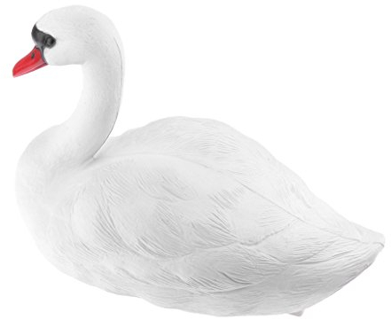 Fenteer Gartenfigur Plastik Tier Vogel Teichdeko Teichfigur Garten Figur Modell, Schwan, 35x 18x 25cm