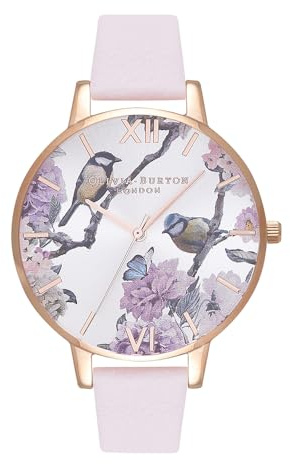 Olivia Burton Analogue Quartz Watch for Women Pretty Blossom Collection with Blush Leather Strap - OB16PL35