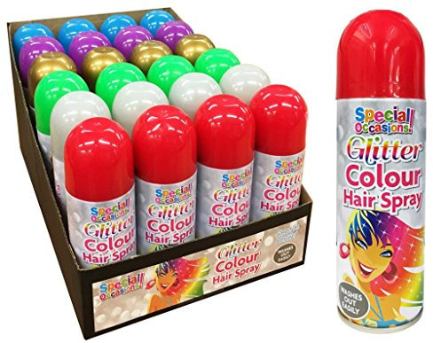 Hair Color Spray Glitter Effect Temporary Colour - Best for Party Set of 12 Cans Easy Washable