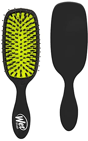 WetBrush Brosse rehausseur de brillance avec Intelliflex doux et poils de sanglier naturels pour aider à distribuer les cheveux huiles naturelles, le démêlant Wet Brush est doux pour les cheveux, noir