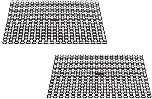 Whitefurze Set of 2 Plastic Reusable 40x35cm Sink Protecting Dish Drying Drainer Mat Washing (Black)