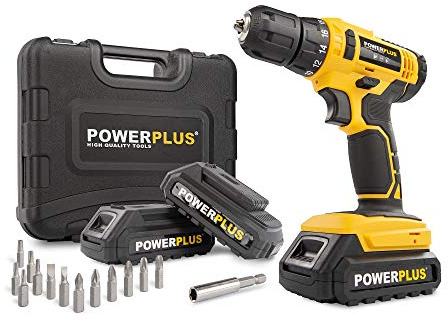 PowerPlus POWX00500 POWX00500-Taladro/atornillador 20V 3 baterías, Multicolor