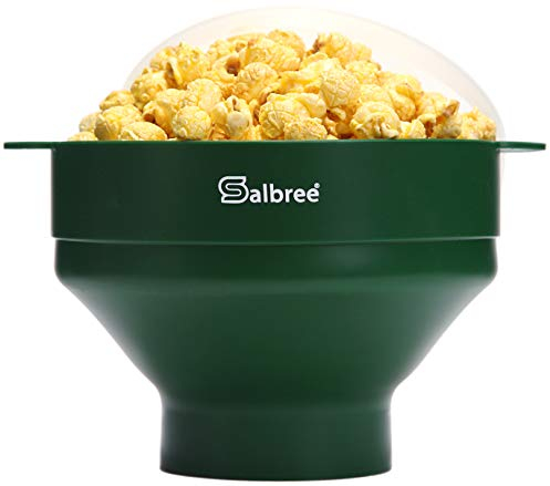 Salbree The Original Microwave Popcorn Popper, Silicone Popcorn Maker, Collapsible Microwavable Bowl - Hot Air Popper - No Oil Required - The Most Colors Available (Hunter Green)