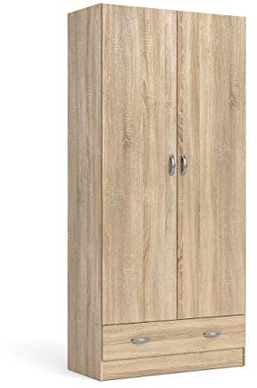 Dmora - Guardaroba 2 ante Audette, Mobile camera da letto, Cabina armadio portabiti, Armadio appendiabiti, 79x36 h170 cm, Quercia