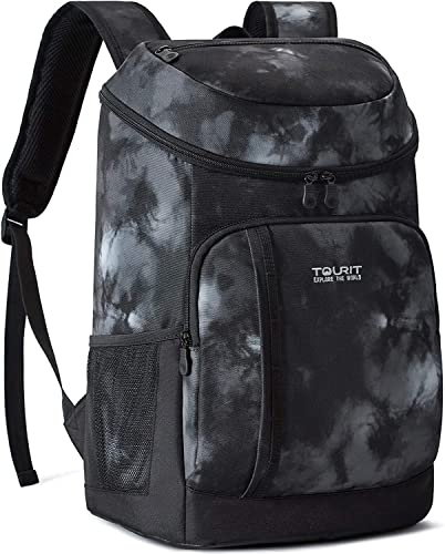 TOURIT Zaino Termico Frigo 28 L Borsa Termica Porta Pranzo Borsa Frigo Isoterma per Campeggio, Picnic, Barbecue, Eventi Sportivi (Tinto in cravatta nero)