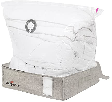 Compactor - Vakuum-Aufbewahrungsbox OXFORD L, halbsteif, 56 x 56 x 16 cm, grau, Unterbett-Aufbewahrung für Decken, Kleidung und Kissen