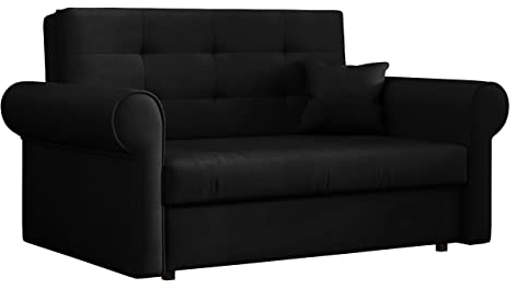 Mirjan24 Schlafsofa Viva Silver II mit Bettkasten, 2 Sitzer Polstersofa mit abgerundete Armlehnen, Sofa mit Schlaffunktion, Sofagarnitur inkl. Kissen, Bettsofa, Wohnlandschaft (Kronos 07)