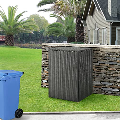 [en.casa] Cache Poubelle Solide Abri Extérieur pour 1 Conteneur à Ordures et Déchets de 240 L Porte à Fermeture Magnétique Acier Polyrotin 109 x 70 x 78 cm Gris Foncé