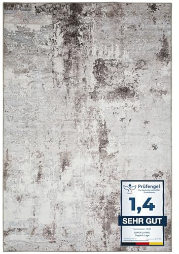 -LUXOR- living In- und Outdoor Teppich Lago, dünner waschbarer Teppich für Camping, Terrasse oder Wohnbereich, wetterfest, 160 x 230 cm, Anthrazit-grau