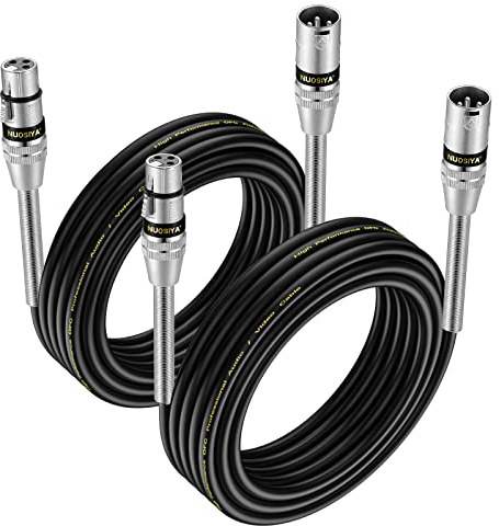 NUOSIYA Cavo XLR Bilanciato 6M, 2 pacchi Design SR a molla in metallo Cavo per microfono,per registratore da studio, microfono, mixer, sistema di altoparlanti
