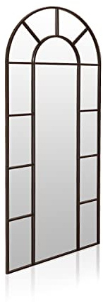 duehome | Lolle, Espejo de Cuerpo Entero, Espejo Tipo Ventana con Arco Superior, Estructura Negro, Medidas: 80 cm (Largo) x 180 cm (Alto) x 3,5 cm (Fondo)