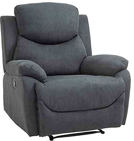 HOMCOM Relaxsessel Fernsehsessel mit Liegefunktion Liegesessel Sessel mit Verstellbarer Rückenlehne, Ruhesessel mit Leinen-Optik für Wohnzimmer Schlafzimmer, Dunkelgrau