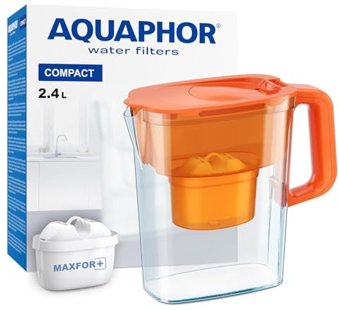 AQUAPHOR Carafe filtrante Compact avec 1 Filtre Maxfor+ 200L - 2,4 l (Orange)