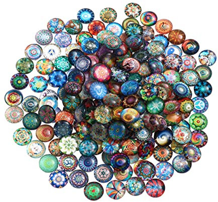 EXCEART 200st Vintage Sammelalbum Mosaik-cabochons Beads Zubehör Vintage Schmuck Naturstein Cabochons Drachenauge Dichroitische Glascabochons Ornamente Glas Kuppel Verstreute Perlen Runden