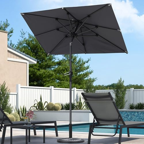 PURPLE LEAF Parasol de Jardin Exterieur inclinable 120 x 180 cm Rectangulaire Parasols en Aluminium Toile Protection UV pour Balcon Terrasse Patio, Gris clair