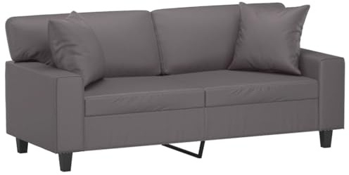 vidaXL 2-Sitzer-Sofa mit Zierkissen Grau 140 cm Kunstleder