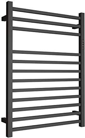 JUVELIO Heated Towel Rail, Wall Mounted Towel Warmer Digital Display Radiator Towel Rail 140W Electric Towel Rail Timer Stainless Steel Electric Towel Radiator 82.5 * 60 * 11Cm Bathroom Radiators