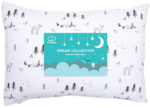 LittleHippo Kleinkind-Kissen mit Bambus-Kissenbezug (Viskose) – 33 x 45 cm, hypoallergen, Kleinkind-Kissen zum Schlafen, Kinderkissen, Reisekissen, Mini-Kissen, Kleinkind-Bettkissen (Wald)