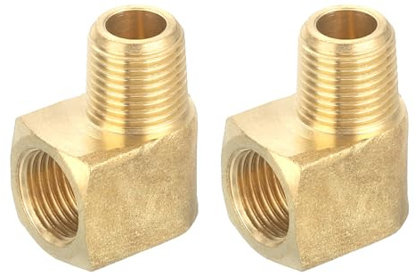 QUARKZMAN Conexión de Codo de 90 Grados de Latón Barstock Street 1/8 NPT Conector de Tubería para Gas, Aire, Aceite, Propano, 2 Piezas