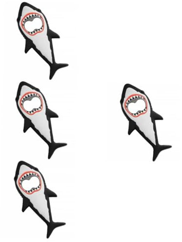 PRETYZOOM 4pcs Shark Shape Magnetic Beer Opener Novelty Fridge Magnet for Parties Home