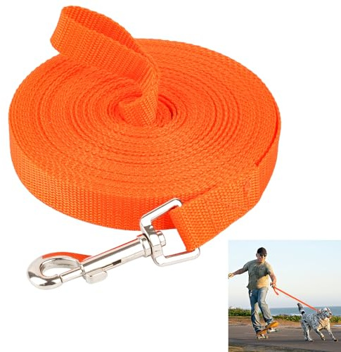 Schleppleine 10m für Hunde,Lange Hundeleine für Training und Outdoor | Ausbildungsleine für Kleine bis Große Hunde,Robuste Nylon Hundeleine mit Handschlaufe und D-Karabiner (Orange)