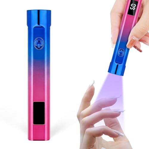 LOPHE UV Lampe für Gelnägel, Mini UV Lampe für Nägel, Handgehaltene Nagellampe Nägel mit LCD Display, 10s/30s/60s Timing-Modi, USB-Aufladung, Geeignet für Anfänger Heimwerker Salon (Blau Rot)