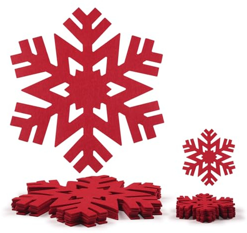Noctiflorous, Set di 6 tovagliette rotonde in feltro con sottobicchieri, diametro 33 cm, antiscivolo, resistenti al calore, durevoli, tovagliette autunnali per tavolo da pranzo (Rosso natalizio, 6)