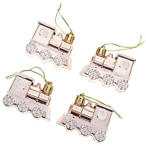 Zerodeko 4 Stück Weihnachtsbaum Autoanhänger Aus Robustem Material Hängender Zuganhänger in Champagnergold Für Weihnachtsdeko Bruchfest Und Kompakt Vielseitig Für Zuhause Büro Und Geschäft