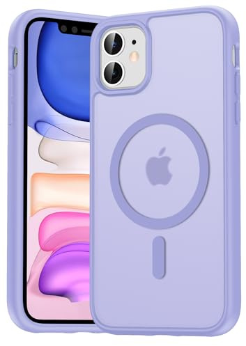 Natiiozie Magnetisch Hülle Kompatibel mit iPhone 11, Matt Handyhülle Kompatibel mit MagSafe, Stoßfest Kratzfest Schutzhülle Nie Vergilbung Rückseite Dünn 6.1 Zoll Case Helllila