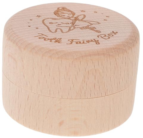 HOMOCONO Holz Milchzahndose für Kinder mit Deckel Extra Großes Fassungsvermögen Tragbar als Erinnerungsbox für Jungen und Mädchen
