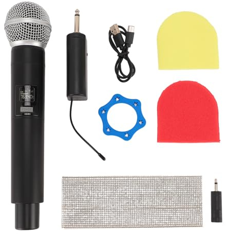 Akozon Microphone sans Fil, Système de Micro Dynamique sans Fil VHF, Rechargeable, Portée de 328 Pieds, pour Studio D'enregistrement de Performances sur Scène