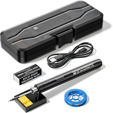 Cordless Soldering Iron Kit, Rechargeable USB Soldering Iron, Portable Soldering Irons 800mAh Welding Kit, Adjustable Temperature 300℃ - 450℃, Electric Soldering Irons Pen for Repairing (Black)