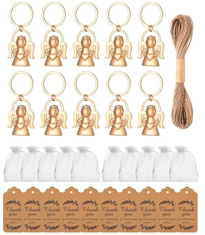HUAJINGKEJI Modeschmuck, 10 Stück, Engel-Schlüsselanhänger, Gastgeschenke für Babypartys, Souvenirs, Legierung, Textur, Partys, Gastgeschenk für Hochzeit und Party