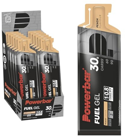 Powerbar - Black Line - Fuel 30 Gel - Peach - 12x50ml - High Carb Energy Gel - caffeine-free