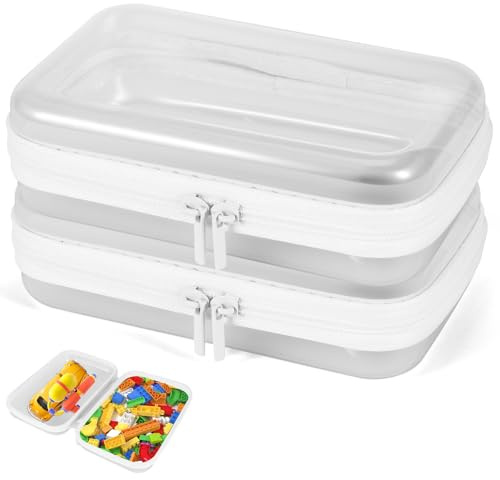 DEECOZY Paquete de 2 bolsas de almacenamiento de juguetes con cremallera, bolsas de almacenamiento transparentes para juguetes, bolsas de juguetes impermeables con doble cremallera, bolsa organizadora