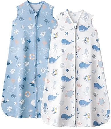 FIEMOL Baby Sleep Sack 0-6 Months 0.5 TOG, 2pk Baby Wearable Blankets | Soft, Lightweigh, 2-Way Zipper, OEKO-TEX Certified, Baby Sleeping Bag for Newborn&Infant