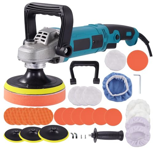 Worshow Car Buffer Polisher, 220V 1500W Polishing Machines, 8 Variable Speeds, 500-3300RPM, 1.8m Cable, 2 Handles Cars Polishers Kit for Car,Boat,Furniture,Detailing/Polishing/Waxing/Scratch Removing