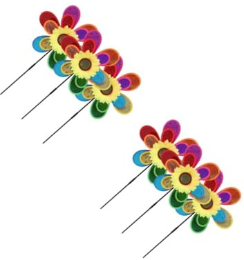 ibasenice 2 Ensembles Moulin À Vent À Double Flash pour Enfants Décoration Réaliste Moulin À Vent De Jardin Multicolore Moulin À Vent D'Extérieur en Plastique Coloré 3 pièces * 2