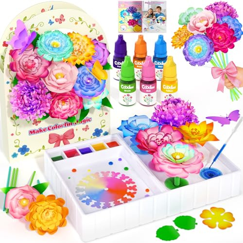 DIY Kreativ Blumen Bastelset Kinder Magisches Färben Floristik Basteln Set | Mädchen Jungen Basteln Spielzeug ab3 Jahre Kreatives Geburtstags Ostern Valentinstag Geschenke Mädchen 3 4 5 6 7 8 9 10 Jahre