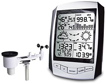 Station'meteo, Machine de prévision météo petite station d'accueil avec anémomètre pluviomètre thermomètre et hygromètre baromètre