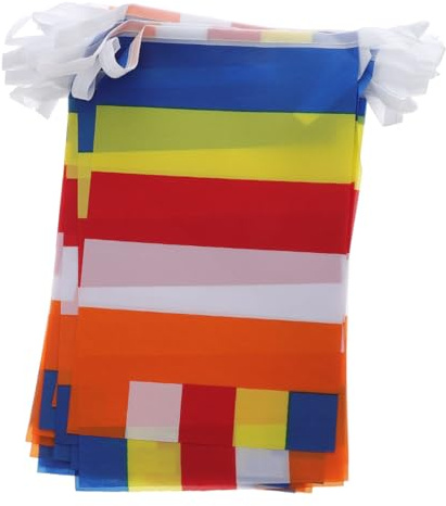 Veemoon Drapeau de Prière Bouddhiste Couleurs Polyester Résistant pour Décoration Intérieure et Extérieure Bannière Tibétaine Suspendue pour Temple Jardin et Espaces Spirituels