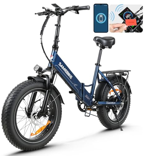 SAMEBIKE Klappbares E-Bike Herren 250W Motor, 48V 13Ah Akku (bis 80 km Reichweite), 7-Gang Präzisionsschaltung, 20×4.0 Zoll Schneereifen, Wasserdichtes LCD-Display & STVO-Konform (25 km/h) (deep blue)
