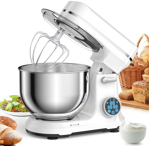 Robot Da Cucina Motore CC Da 1200 W Con Testa Inclinabile A 11 Velocità Schermo OLED Digitale Robot Da Cucina Elettrici Con Gancio Per Impastare, Frusta Piatta